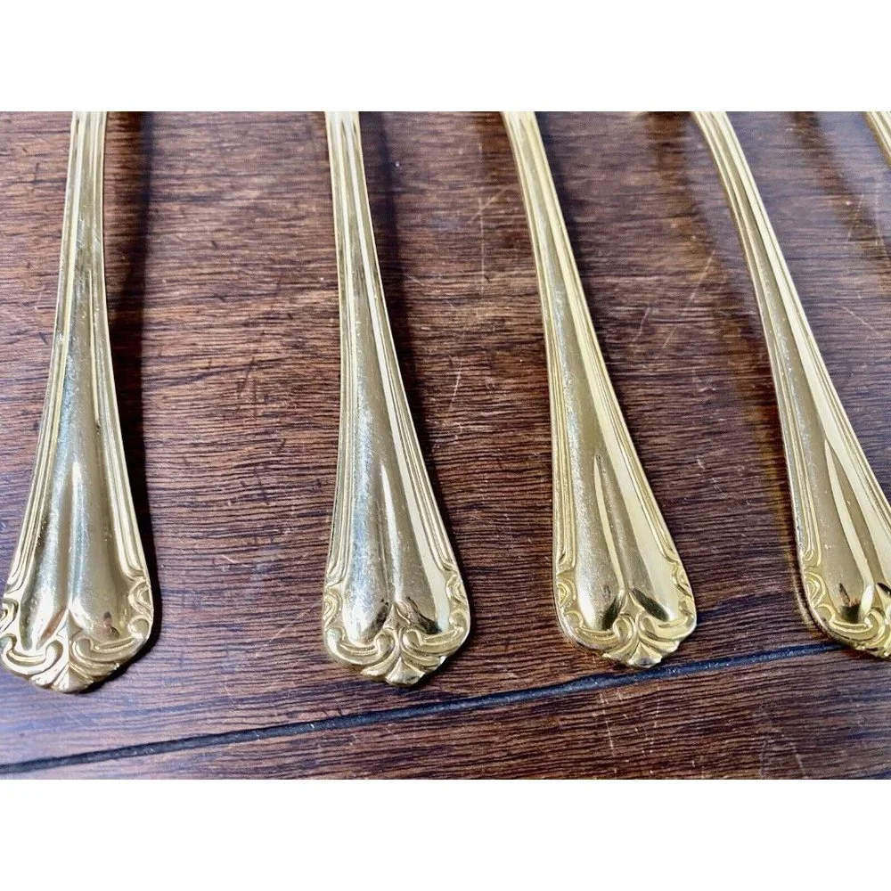 Hamptons Silversmiths 199 Gold‎ Tone Flatware Lot Of 40 Spoons Forks Knives